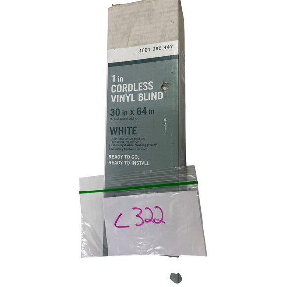 1 In Cordless Vinyl Blind 30 In X 64 In Light Filtering White C322 - Picture 7 of 7